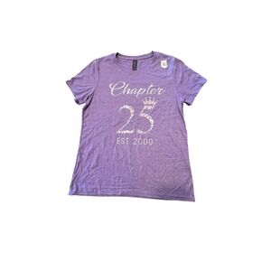 Gildan Women's T-shirt 25 Birthday Medium Short Sleeve Graphic Tee Purple NWT M